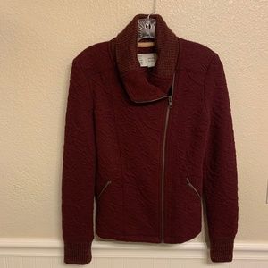Anthropologie Saturday Sunday Red Quilted Zip Up Moto Jacket Size XS